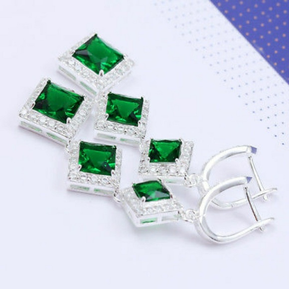 Jade sterling silver earrings - Picture 2 of 7